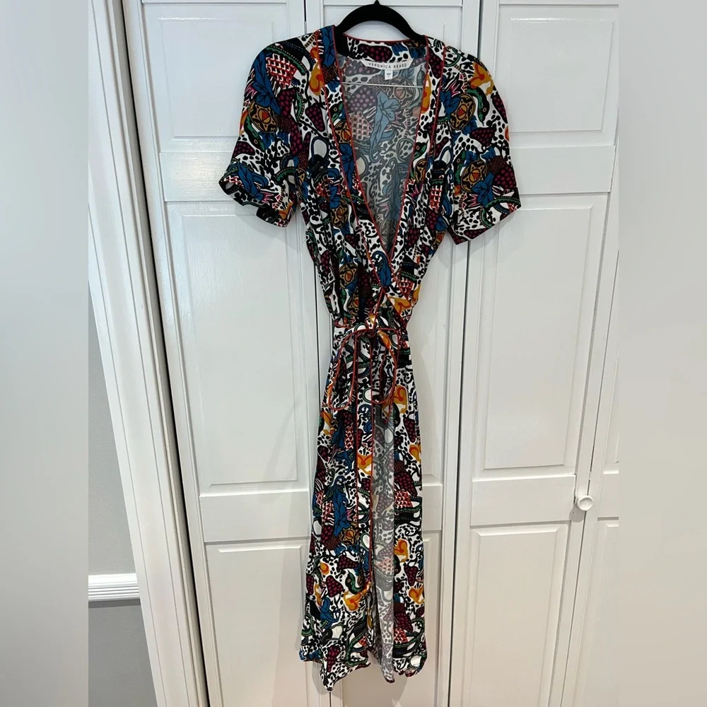 EUC Veronica Beard Serena Abstract Wrap Midi Dress - Picture 4 of 7